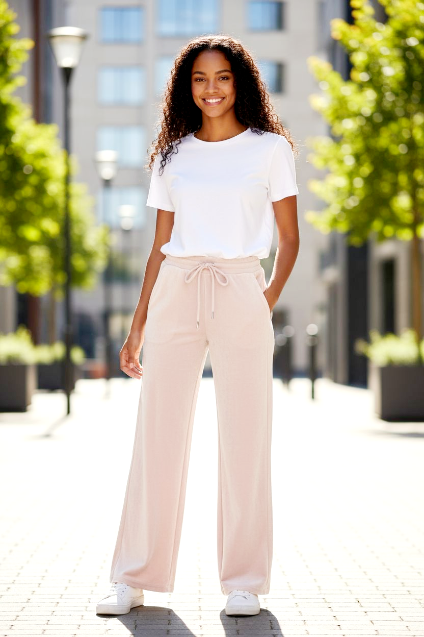 Drawstring Relaxed Fit Plush Pants